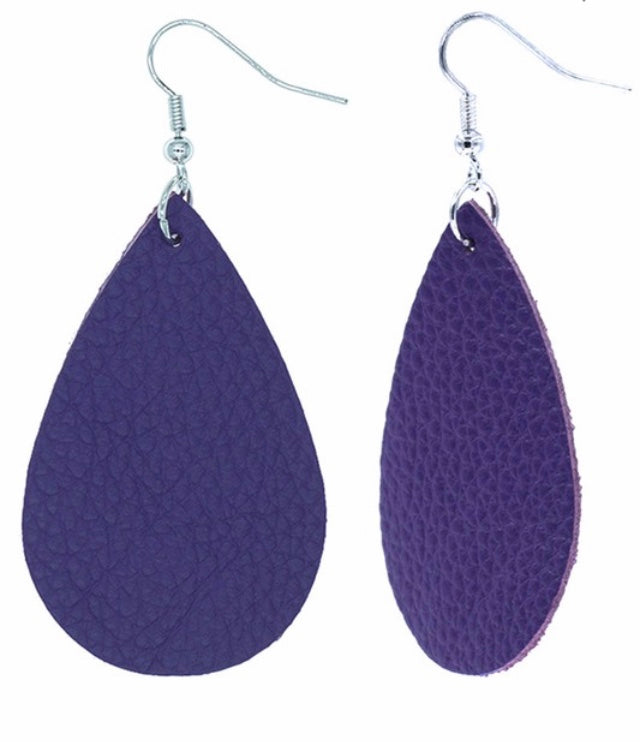Purple leather earrings