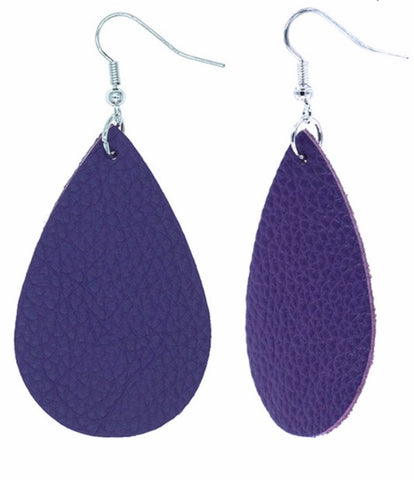 Purple leather earrings
