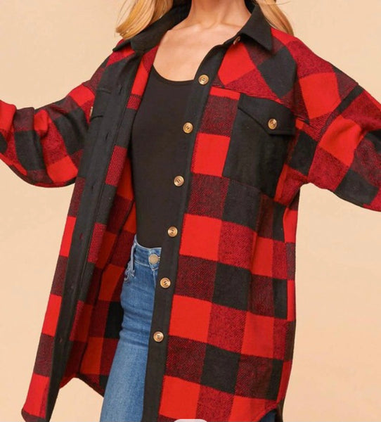 Red/black Buffalo plaid Shacket