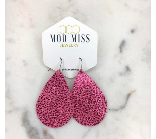 Leather teardrop earrings