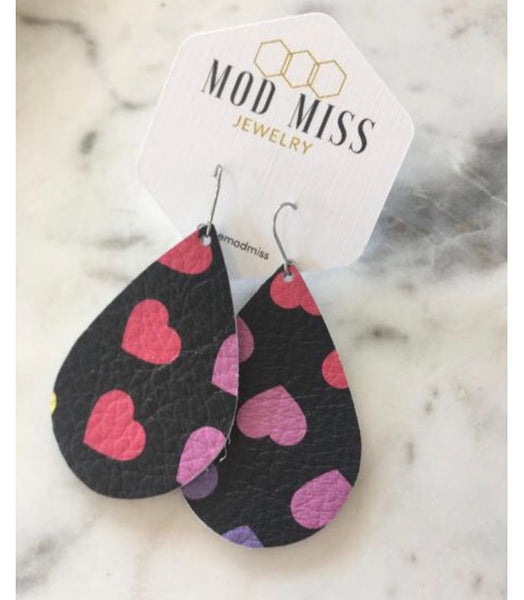 Leather teardrop earrings