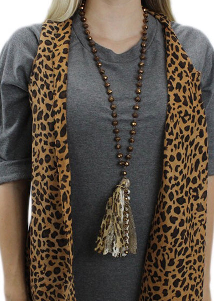 Fabric and pearl tassel necklace
