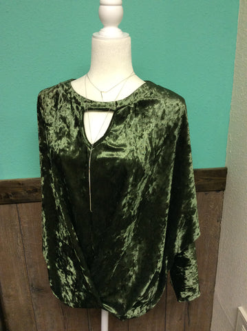 Olive green velvet top