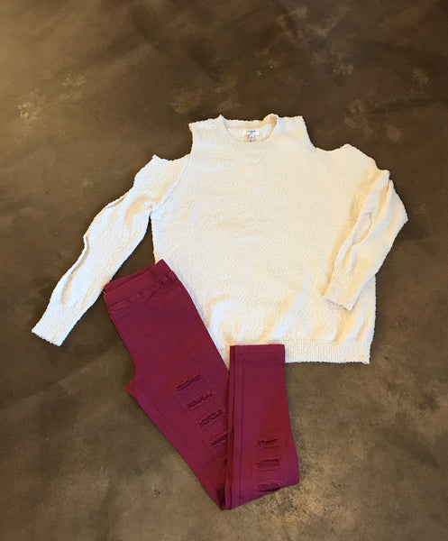 High waisted distressed jeggings