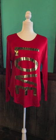 Red love long sleeve top