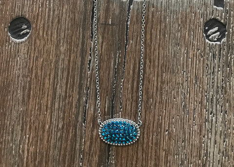 Necklace silver/blue oval