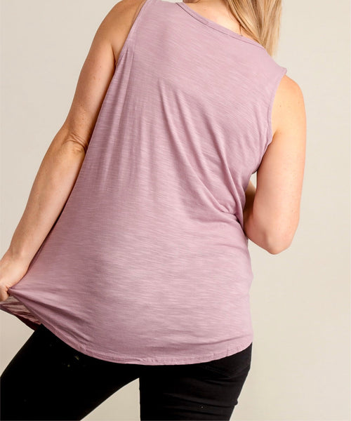Mauve cutout neckline sleeveless top