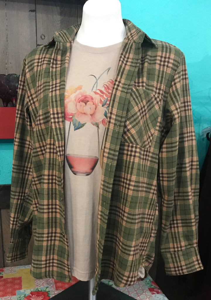 Olive plaid top