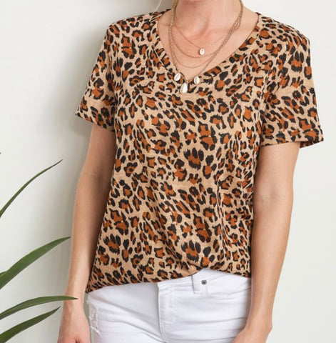 Animal print short sleeve top