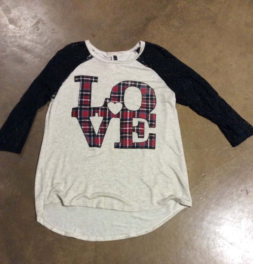 Plus size Love lace sleeve top