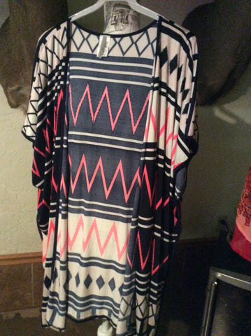 Multi print cardigan pink/navy