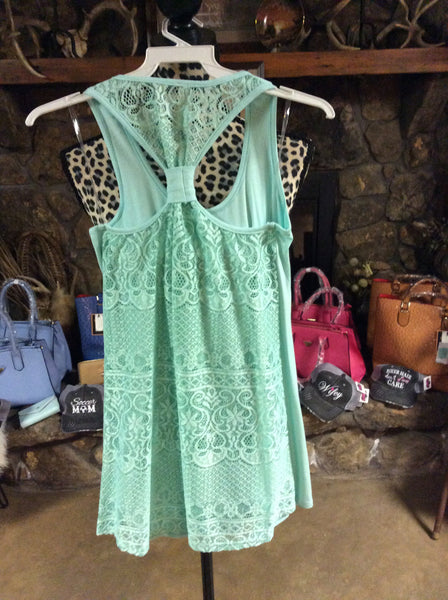 Tank mint lace back