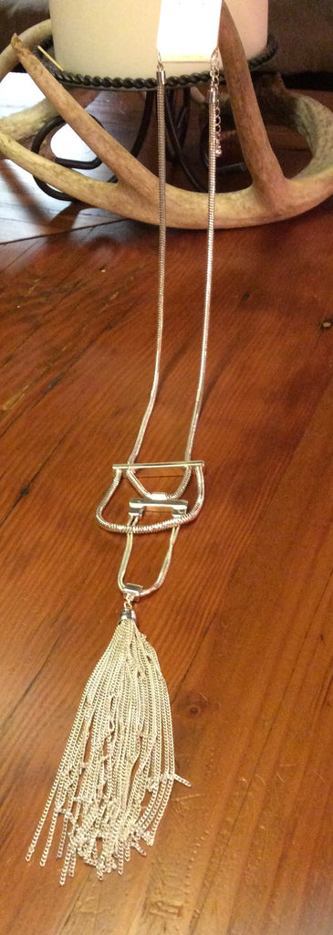 Necklace. Silver ornate accent w/tassels