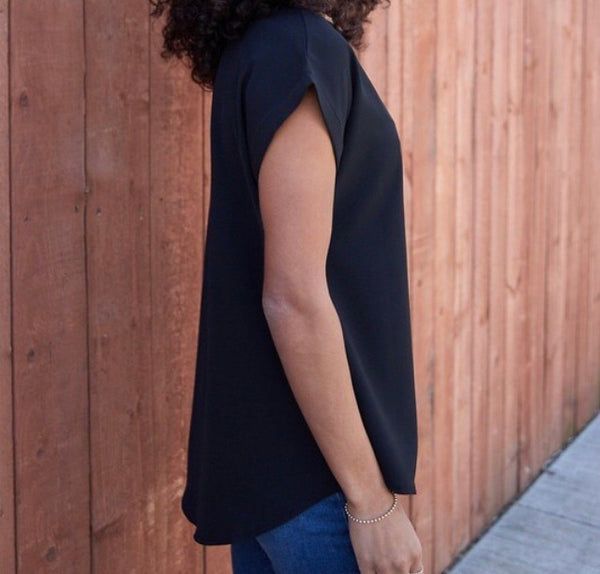 Black zip neck top