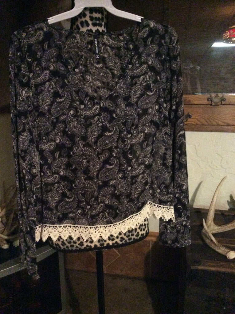 Peasant top fringe bottom black