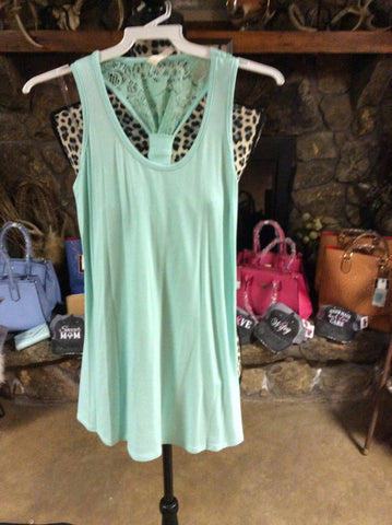 Tank mint lace back